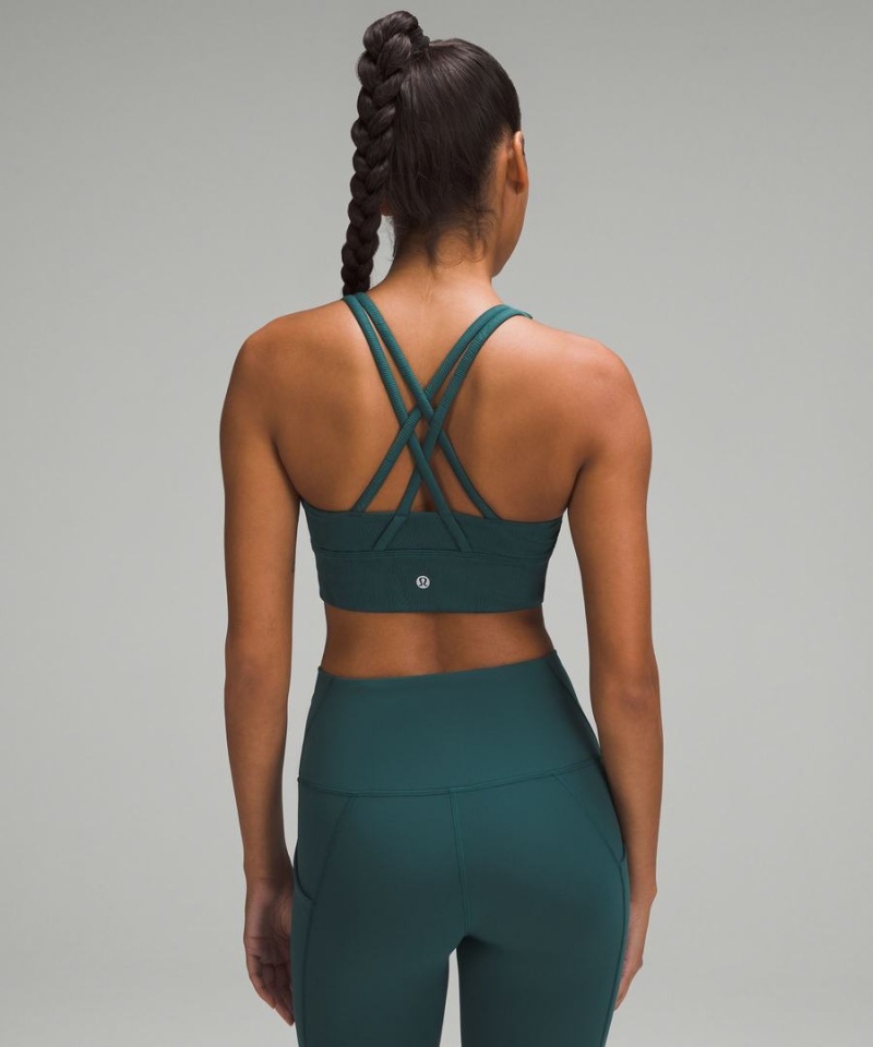 Sujetador Deportivo Lululemon Energy Longline Acanalado Bra Medium Support, B–D Cups Mujer Turquesa Turquesa Chile | 790VZNQOI