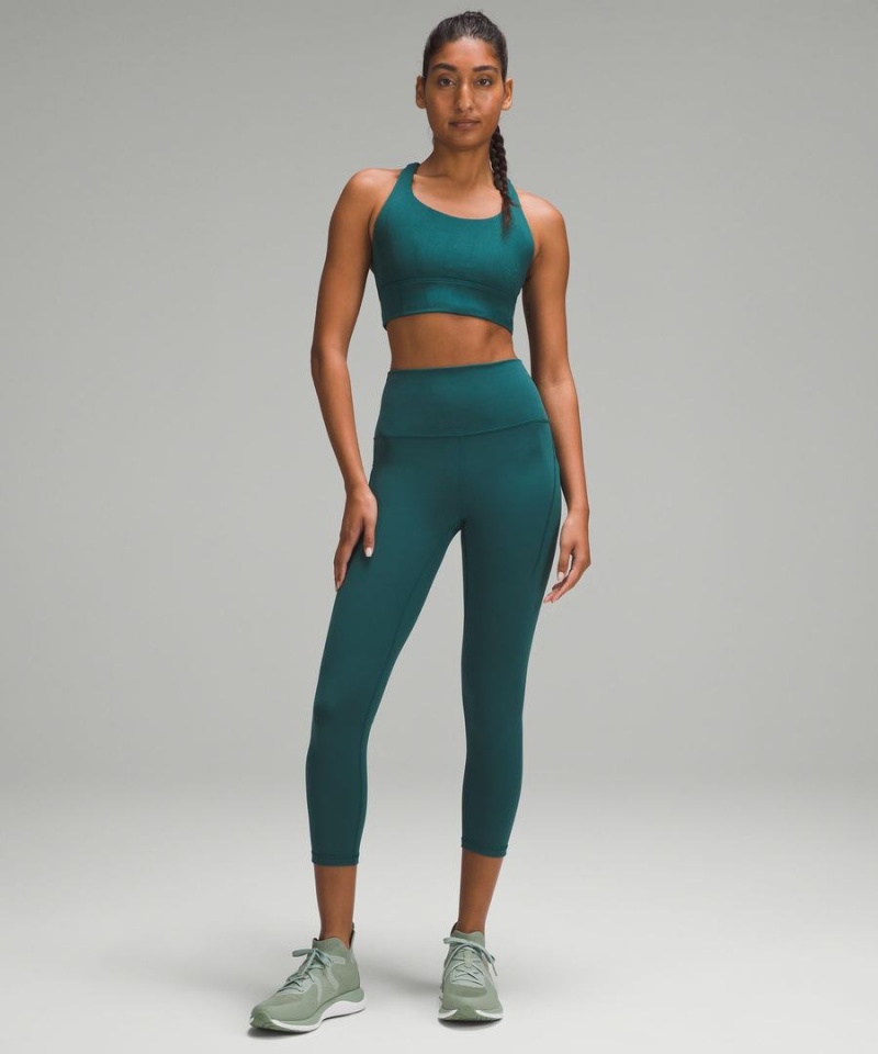 Sujetador Deportivo Lululemon Energy Longline Acanalado Bra Medium Support, B–D Cups Mujer Turquesa Turquesa Chile | 790VZNQOI