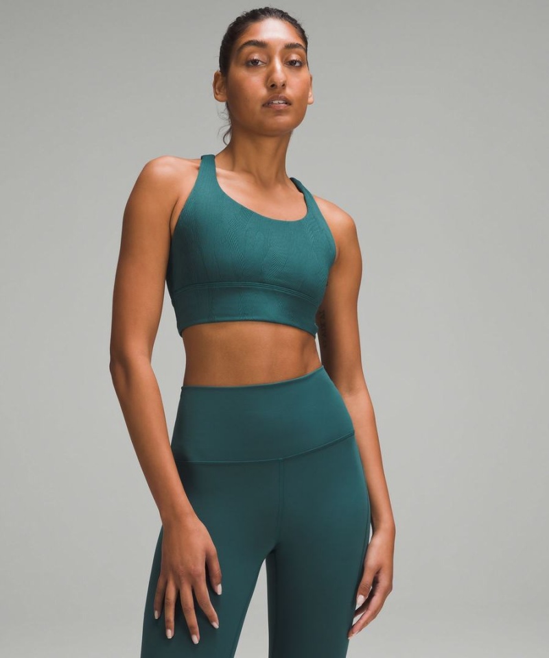 Sujetador Deportivo Lululemon Energy Longline Acanalado Bra Medium Support, B–D Cups Mujer Turquesa Turquesa Chile | 790VZNQOI