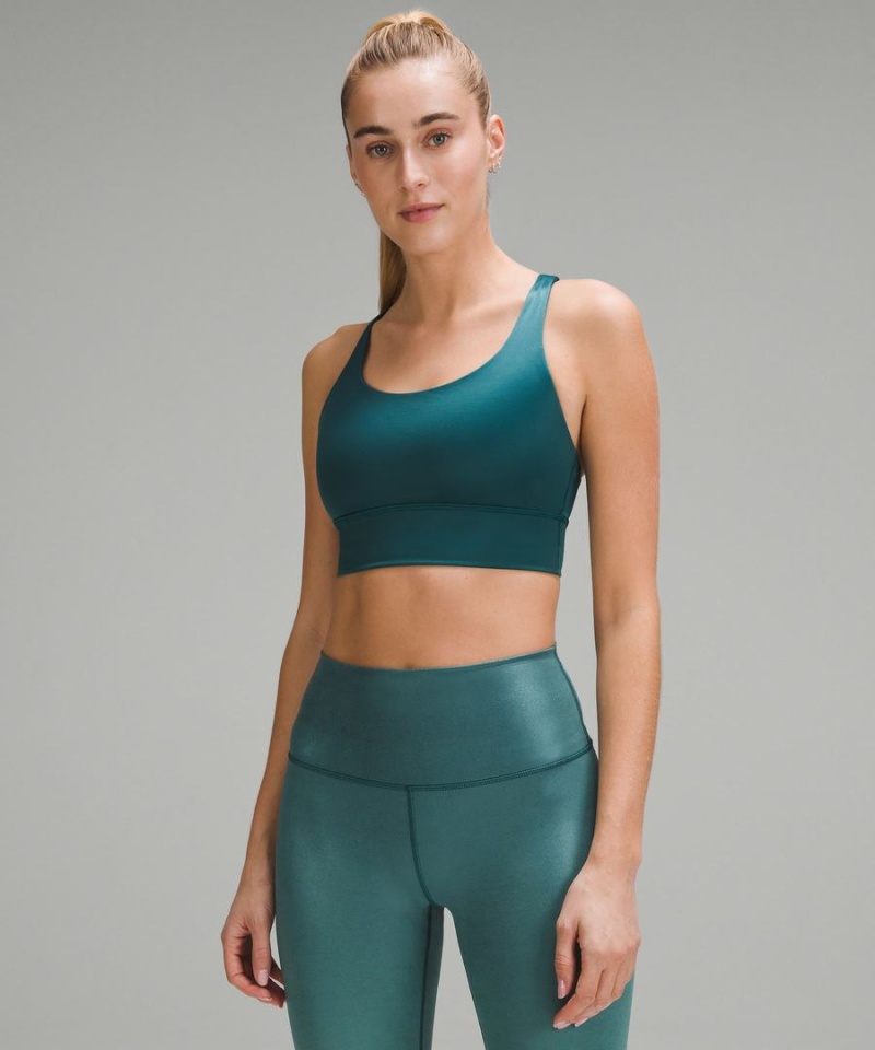 Sujetador Deportivo Lululemon Energy Longline Bra Medium Support, B-D Cups Foil Mujer Turquesa Chile | 701MLOXNK