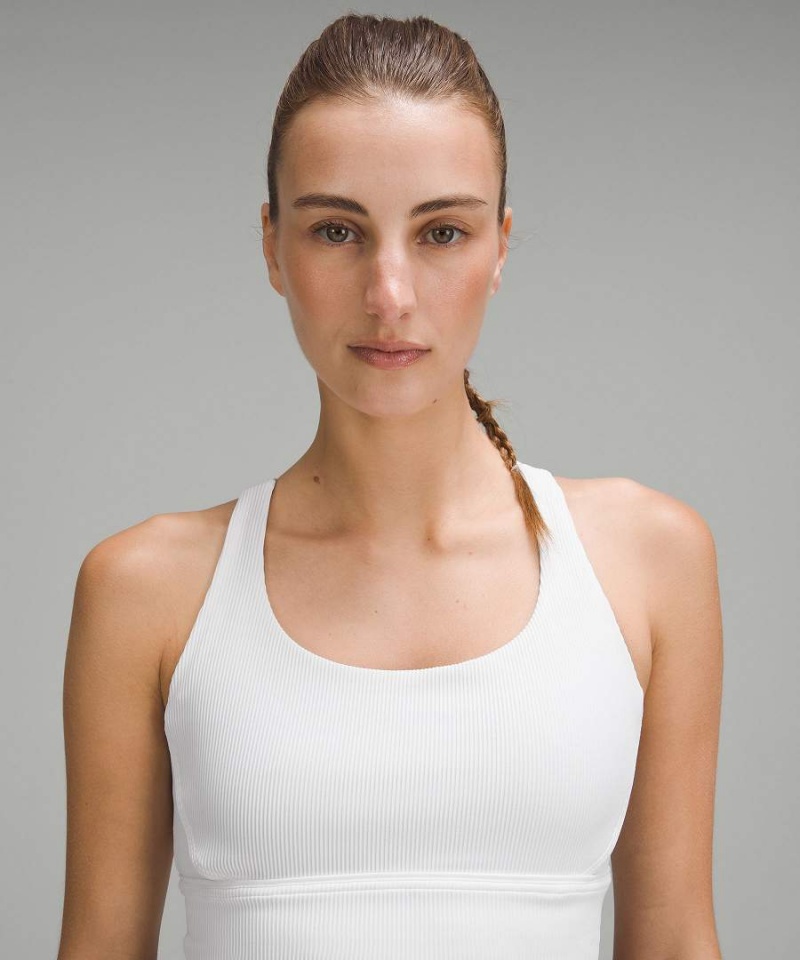 Sujetador Deportivo Lululemon Energy Longline Acanalado Bra Medium Support, B–D Cups Mujer Blancas Chile | 524LYTOBJ