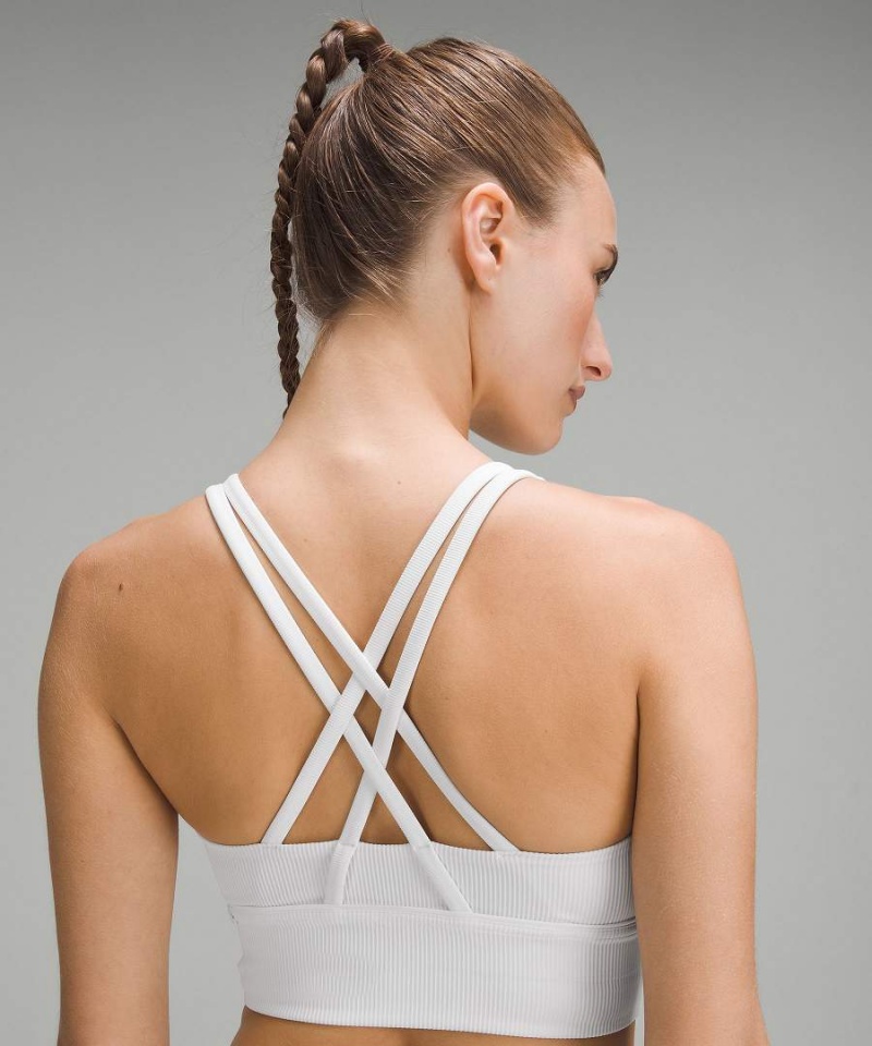 Sujetador Deportivo Lululemon Energy Longline Acanalado Bra Medium Support, B–D Cups Mujer Blancas Chile | 524LYTOBJ
