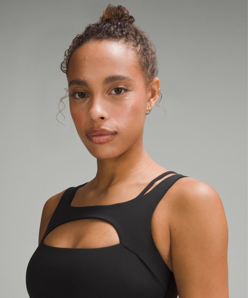 Sujetador Deportivo Lululemon Everlux Front Cut-Out Train Bra Light Support, B/C Cup Mujer Negras Chile | 896TAXHWB