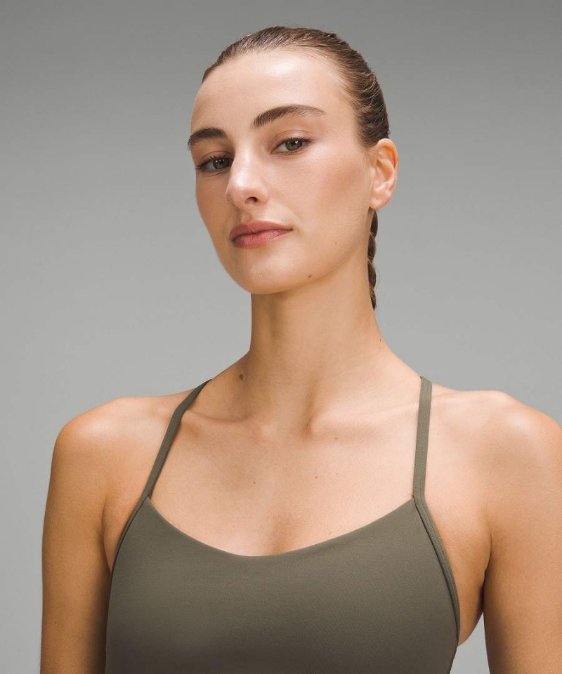 Sujetador Deportivo Lululemon Flow Y Bra Nulu Light Support, A–C Cups Mujer Verde Oscuro Chile | 935NWDFMB