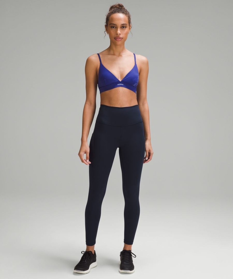 Sujetador Deportivo Lululemon License to Train Triangle Bra Light Support, A/B Cup Estampadas Mujer Azules Chile | 501AIYMGF