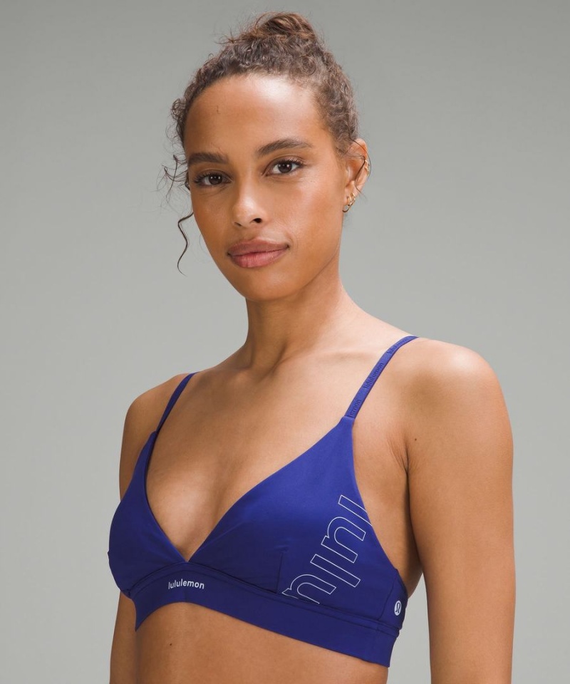 Sujetador Deportivo Lululemon License to Train Triangle Bra Light Support, A/B Cup Estampadas Mujer Azules Chile | 501AIYMGF