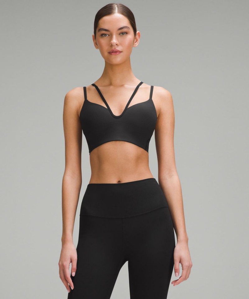Sujetador Deportivo Lululemon Like a Cloud Tiras Longline Acanalado Bra Light Support, B/C Cup Mujer Negras Chile | 826YMNODK