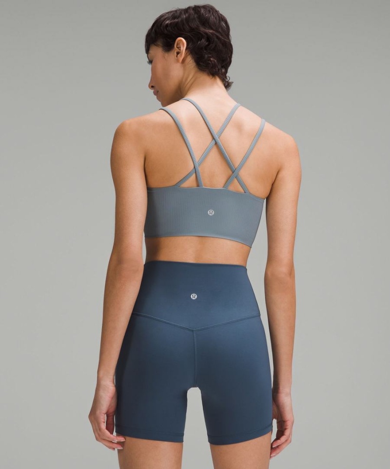 Sujetador Deportivo Lululemon Like a Cloud Acanalado Longline Bra Light Support, B/C Cup Mujer Azules Chile | 951VTMQLY