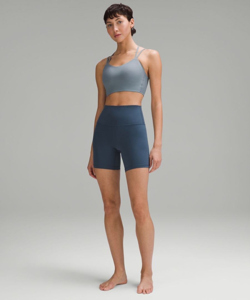 Sujetador Deportivo Lululemon Like a Cloud Acanalado Longline Bra Light Support, B/C Cup Mujer Azules Chile | 951VTMQLY