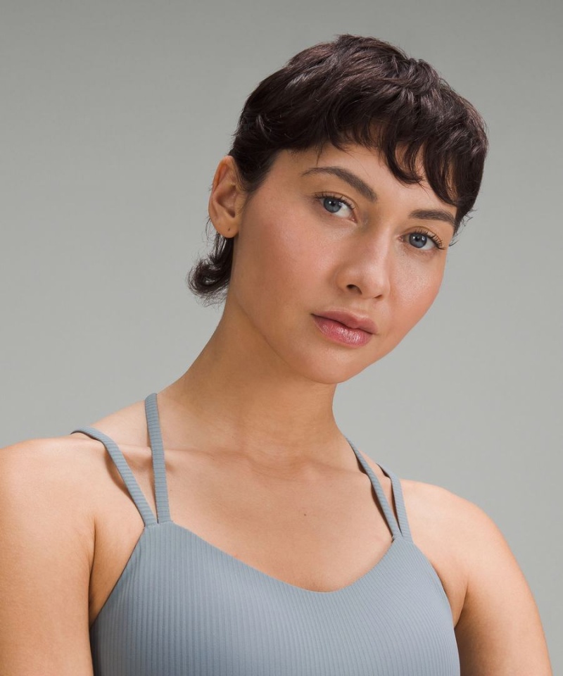 Sujetador Deportivo Lululemon Like a Cloud Acanalado Longline Bra Light Support, B/C Cup Mujer Azules Chile | 951VTMQLY