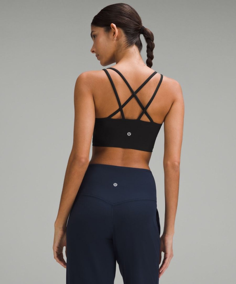 Sujetador Deportivo Lululemon Like a Cloud Acanalado Longline Bra Light Support, B/C Cup Mujer Negras Chile | 413YWIBKZ