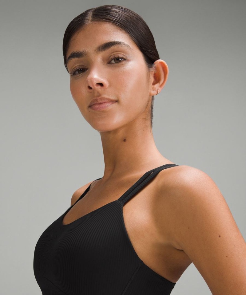 Sujetador Deportivo Lululemon Like a Cloud Acanalado Longline Bra Light Support, B/C Cup Mujer Negras Chile | 413YWIBKZ