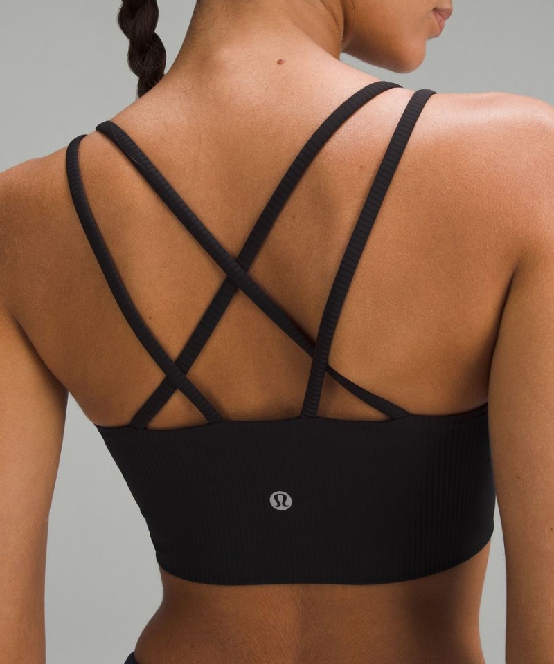 Sujetador Deportivo Lululemon Like a Cloud Acanalado Longline Bra Light Support, B/C Cup Mujer Negras Chile | 413YWIBKZ