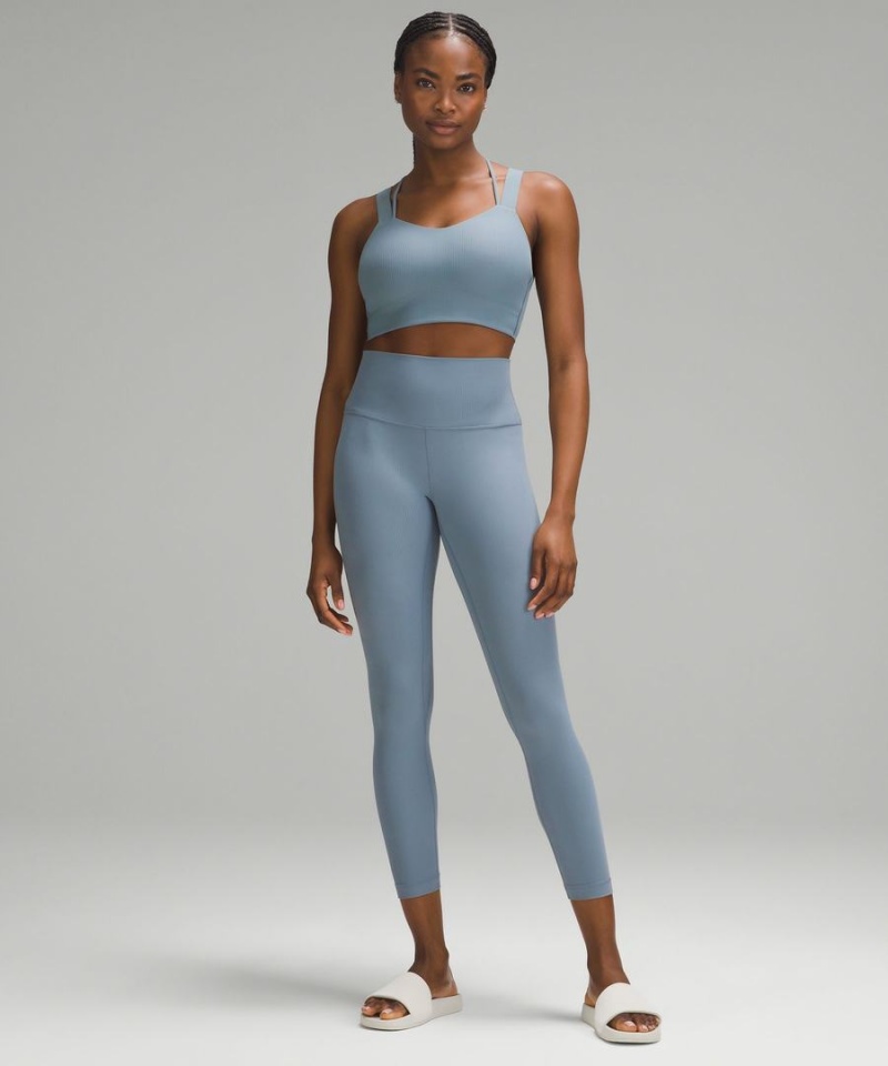 Sujetador Deportivo Lululemon Like a Cloud Longline Acanalado Bra Light Support, D/DD Cups Mujer Azules Chile | 369SOLCVE