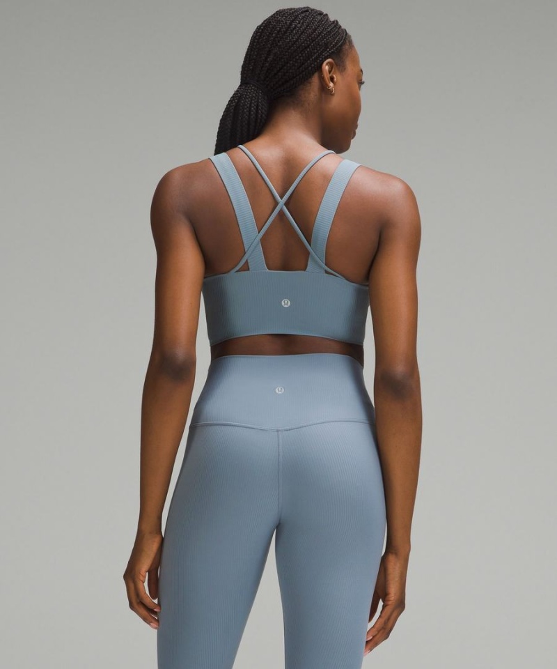 Sujetador Deportivo Lululemon Like a Cloud Longline Acanalado Bra Light Support, D/DD Cups Mujer Azules Chile | 369SOLCVE