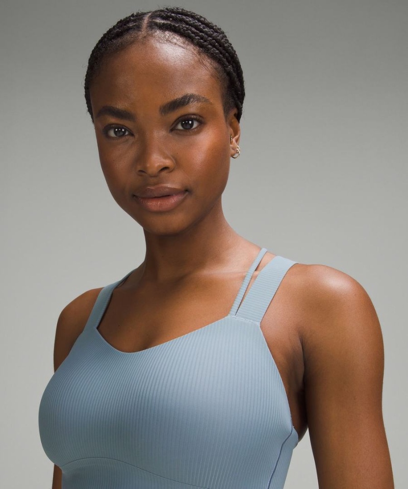 Sujetador Deportivo Lululemon Like a Cloud Longline Acanalado Bra Light Support, D/DD Cups Mujer Azules Chile | 369SOLCVE