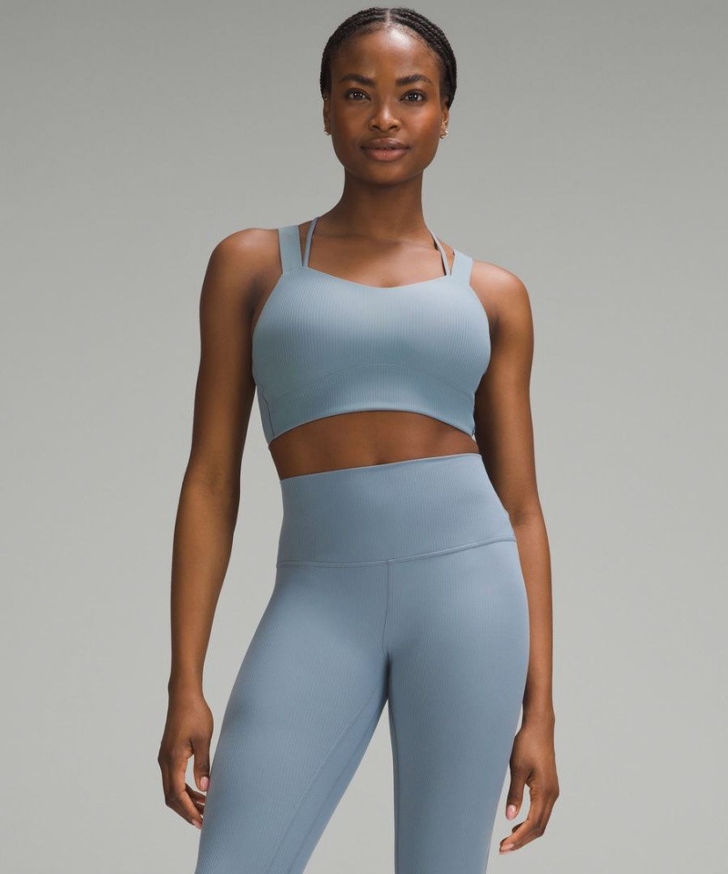Sujetador Deportivo Lululemon Like a Cloud Longline Acanalado Bra Light Support, D/DD Cups Mujer Azules Chile | 369SOLCVE