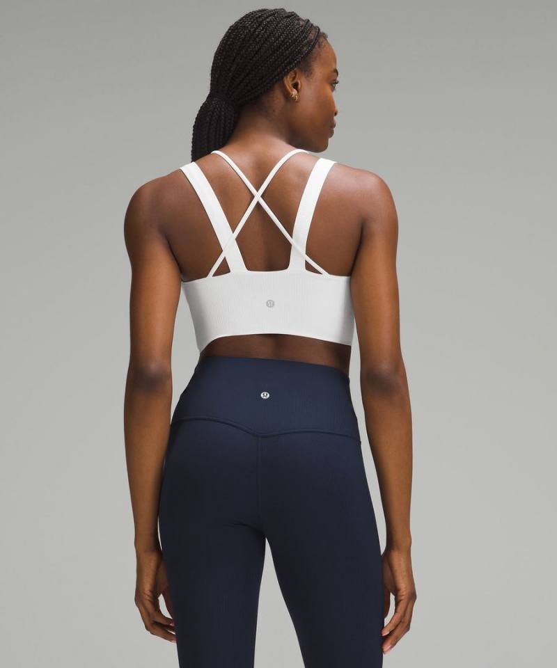 Sujetador Deportivo Lululemon Like a Cloud Longline Acanalado Bra Light Support, D/DD Cups Mujer Blancas Chile | 708QXGRNF