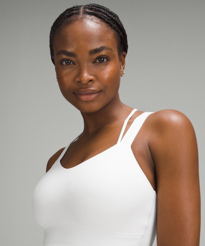Sujetador Deportivo Lululemon Like a Cloud Longline Acanalado Bra Light Support, D/DD Cups Mujer Blancas Chile | 708QXGRNF