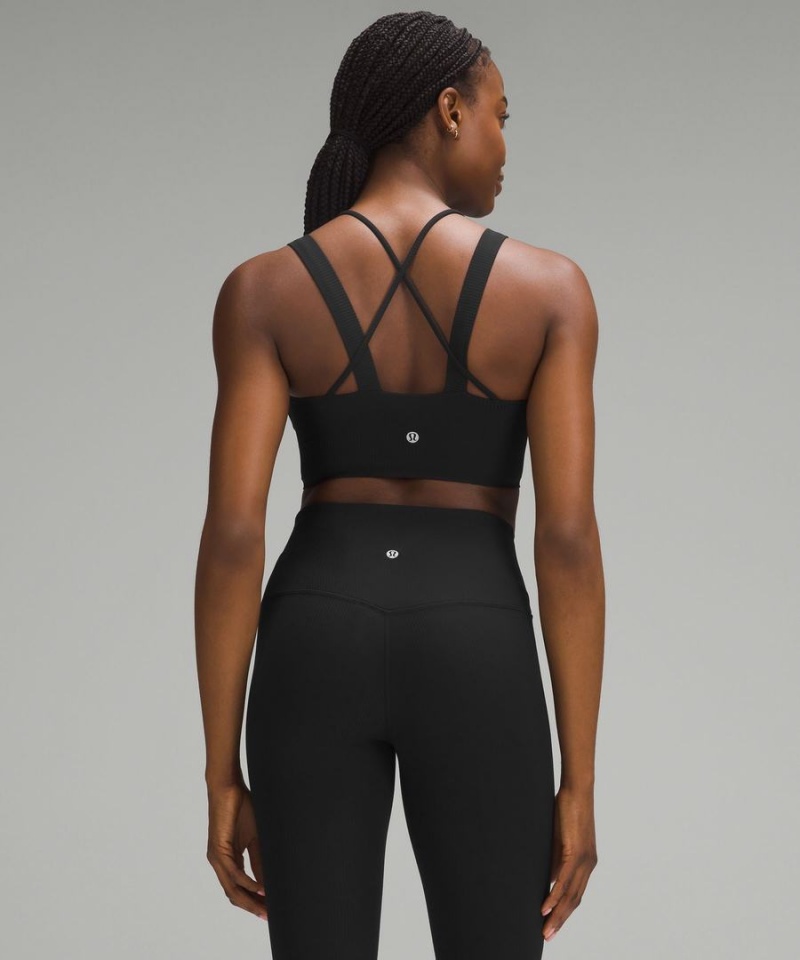 Sujetador Deportivo Lululemon Like a Cloud Longline Acanalado Bra Light Support, D/DD Cups Mujer Negras Chile | 438LRHCFU