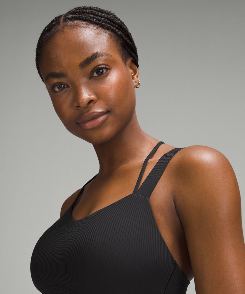 Sujetador Deportivo Lululemon Like a Cloud Longline Acanalado Bra Light Support, D/DD Cups Mujer Negras Chile | 438LRHCFU