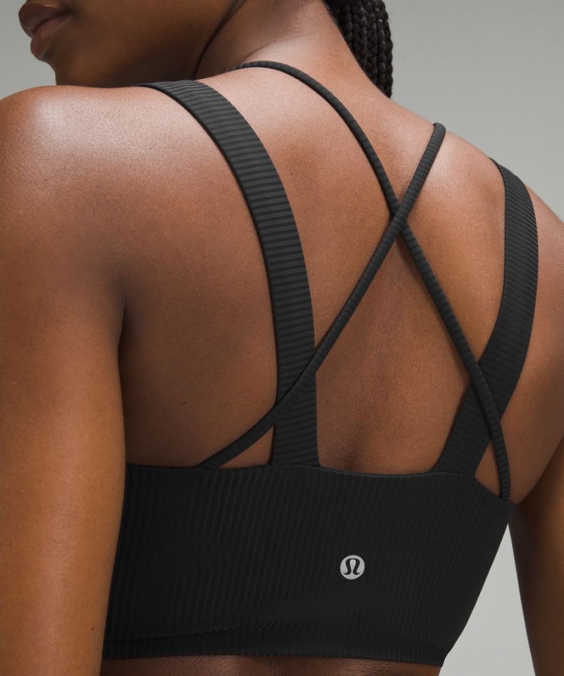 Sujetador Deportivo Lululemon Like a Cloud Longline Acanalado Bra Light Support, D/DD Cups Mujer Negras Chile | 438LRHCFU