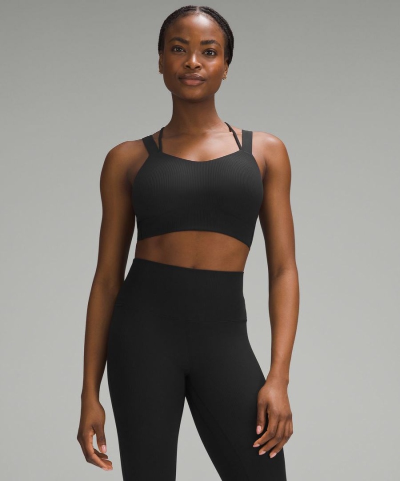 Sujetador Deportivo Lululemon Like a Cloud Longline Acanalado Bra Light Support, D/DD Cups Mujer Negras Chile | 438LRHCFU