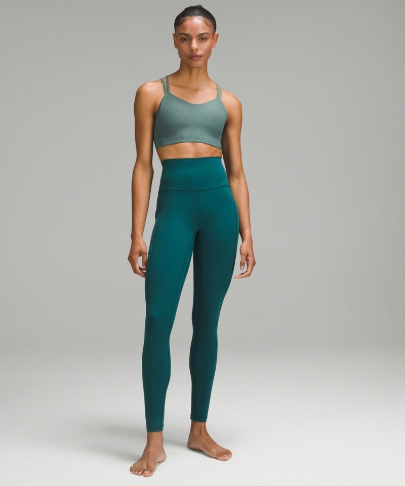 Sujetador Deportivo Lululemon Like a Cloud Acanalado Longline Bra Light Support, B/C Cup Mujer Verde Oscuro Chile | 624GLOJQF