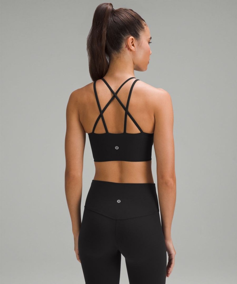 Sujetador Deportivo Lululemon Like a Cloud High-Neck Longline Acanalado Bra Light Support, B/C Cup Mujer Negras Chile | 052ZQJODG