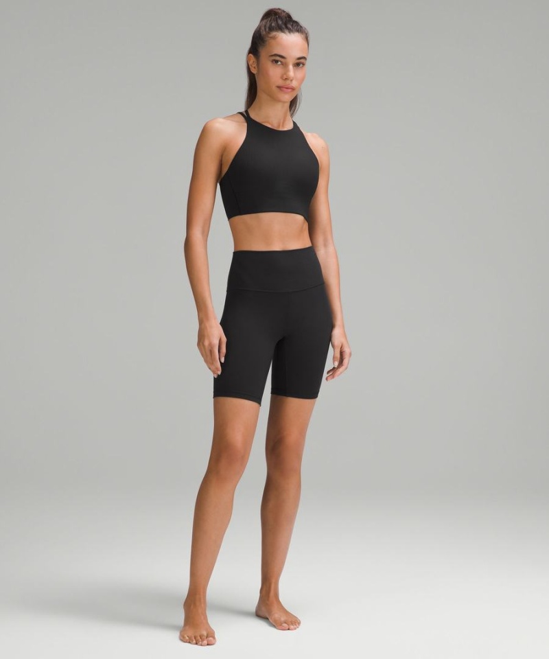 Sujetador Deportivo Lululemon Like a Cloud High-Neck Longline Acanalado Bra Light Support, B/C Cup Mujer Negras Chile | 052ZQJODG