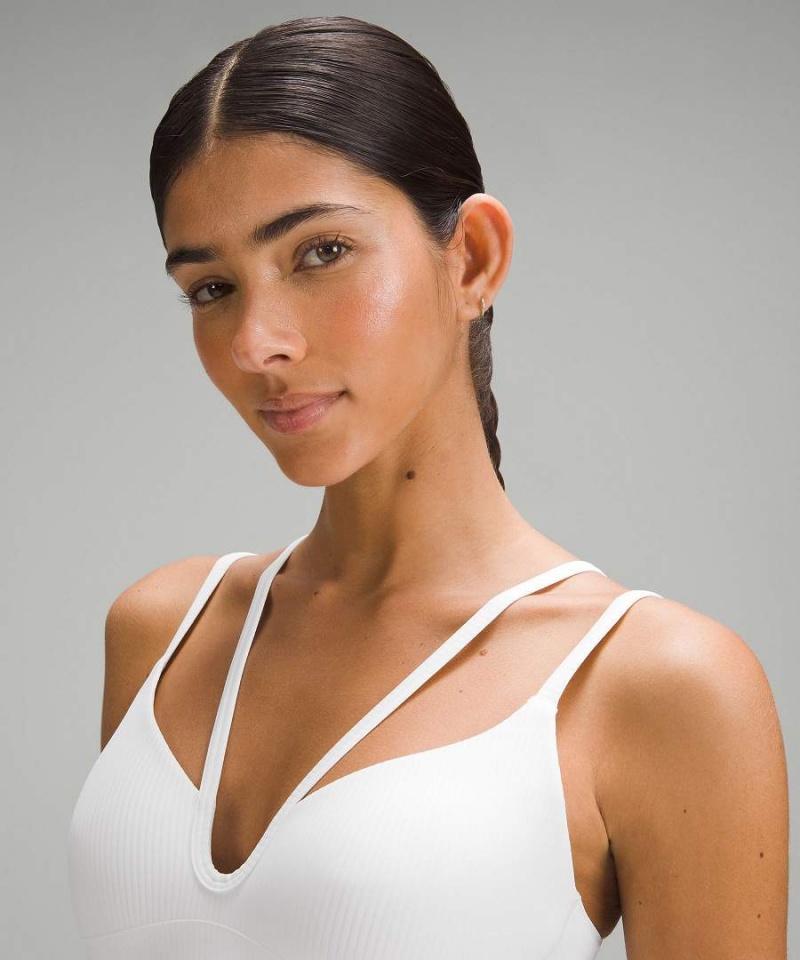 Sujetador Deportivo Lululemon Like a Cloud Tiras Longline Acanalado Bra Light Support, B/C Cup Mujer Blancas Chile | 079XLKBNR