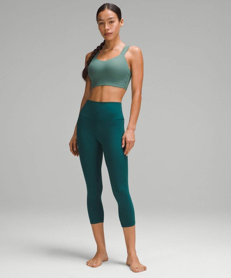 Sujetador Deportivo Lululemon Like a Cloud Longline Acanalado Bra Light Support, D/DD Cups Mujer Verde Oscuro Chile | 189PVCTZW