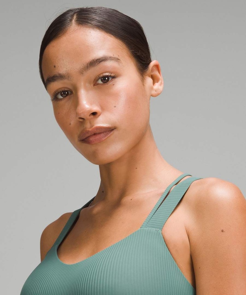 Sujetador Deportivo Lululemon Like a Cloud Longline Acanalado Bra Light Support, D/DD Cups Mujer Verde Oscuro Chile | 189PVCTZW