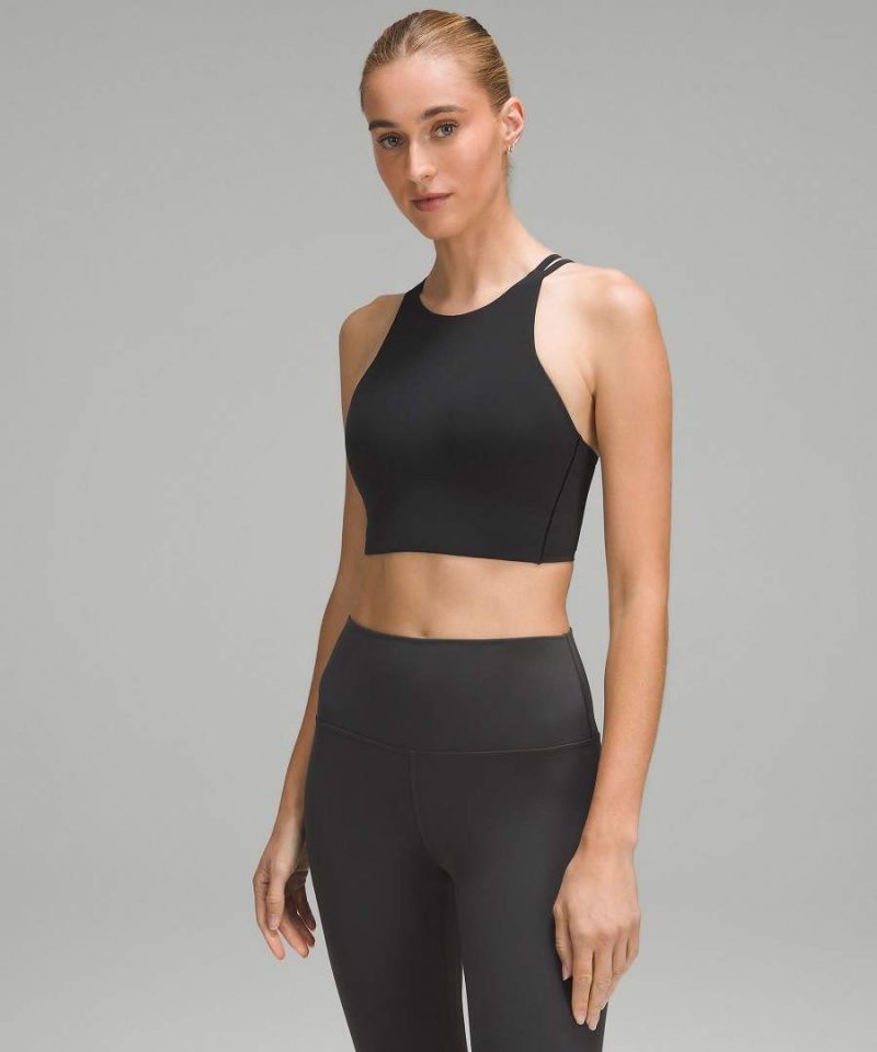 Sujetador Deportivo Lululemon Like a Cloud High-Neck Longline Bra Light Support, B/C Cup Mujer Negras Chile | 042NKBTAV