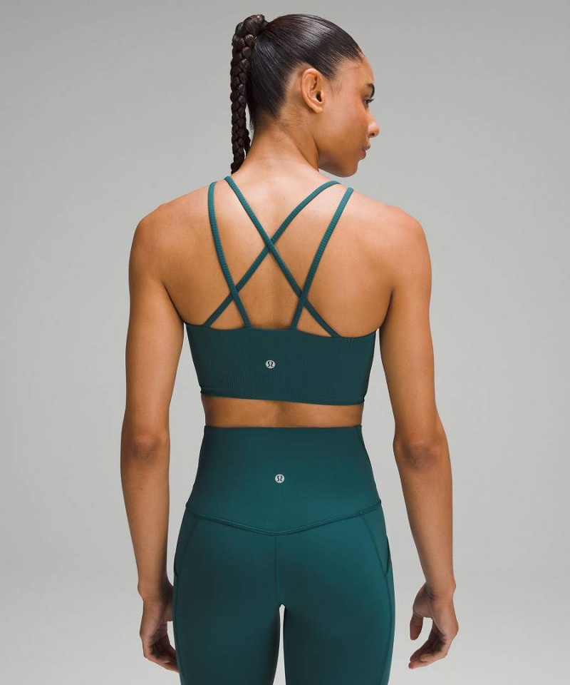 Sujetador Deportivo Lululemon Like a Cloud High-Neck Longline Acanalado Bra Light Support, B/C Cup Mujer Turquesa Chile | 175VWDJRN