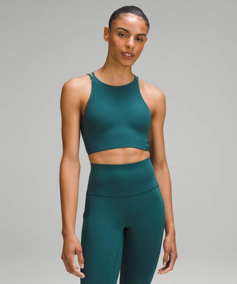 Sujetador Deportivo Lululemon Like a Cloud High-Neck Longline Acanalado Bra Light Support, B/C Cup Mujer Turquesa Chile | 175VWDJRN