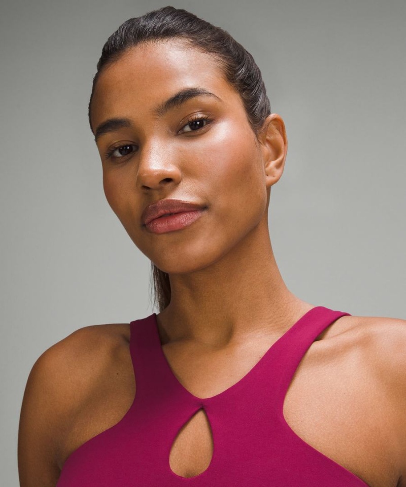 Sujetador Deportivo Lululemon SmoothCover Front Cut-Out Yoga Bra Light Support, A/B Cup Mujer Burdeos Chile | 856NXCUBM