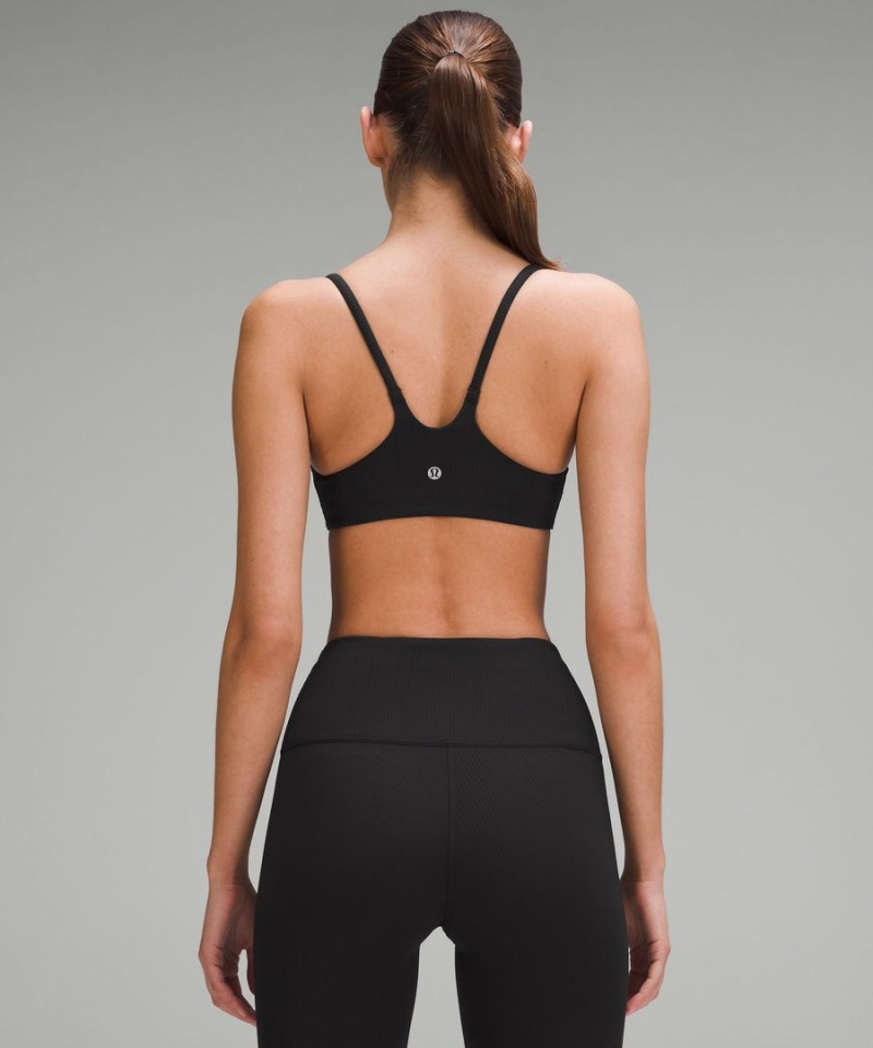 Sujetador Deportivo Lululemon Wunder Train Tiras Racer Bra Acanalado Light Support, A/B Cup Mujer Negras Chile | 529WQUHYN