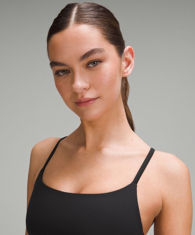 Sujetador Deportivo Lululemon Wunder Train Tiras Racer Bra Acanalado Light Support, A/B Cup Mujer Negras Chile | 529WQUHYN