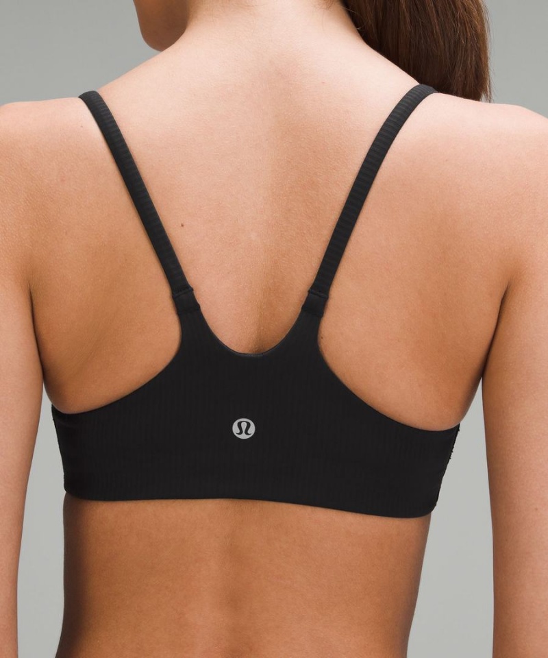 Sujetador Deportivo Lululemon Wunder Train Tiras Racer Bra Acanalado Light Support, A/B Cup Mujer Negras Chile | 529WQUHYN