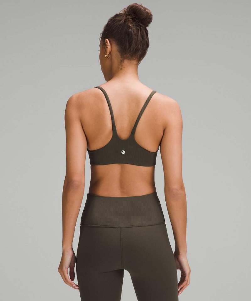 Sujetador Deportivo Lululemon Wunder Train Tiras Racer Bra Acanalado Light Support, A/B Cup Mujer Verde Oliva Oscuro Chile | 631NMXUYV