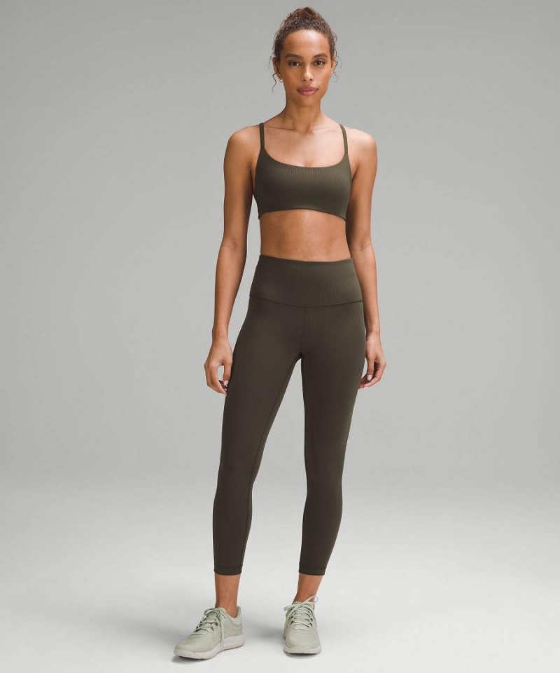 Sujetador Deportivo Lululemon Wunder Train Tiras Racer Bra Acanalado Light Support, A/B Cup Mujer Verde Oliva Oscuro Chile | 631NMXUYV