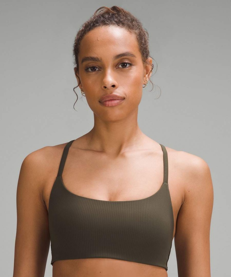 Sujetador Deportivo Lululemon Wunder Train Tiras Racer Bra Acanalado Light Support, A/B Cup Mujer Verde Oliva Oscuro Chile | 631NMXUYV