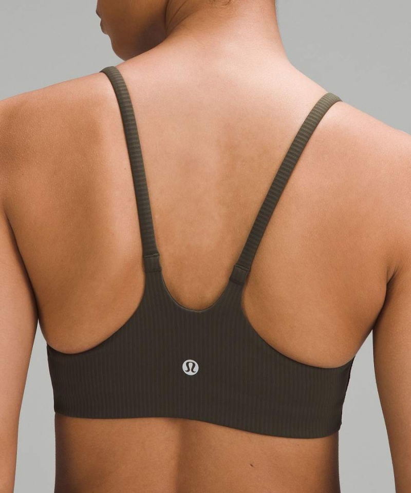 Sujetador Deportivo Lululemon Wunder Train Tiras Racer Bra Acanalado Light Support, A/B Cup Mujer Verde Oliva Oscuro Chile | 631NMXUYV