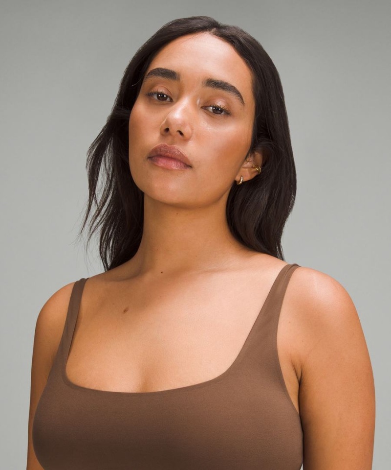 Sujetador Deportivo Lululemon Wundermost Ultra-Soft Nulu Scoop-Neck Bralette A–D Cups Mujer Chocolate Chile | 816QFECMI