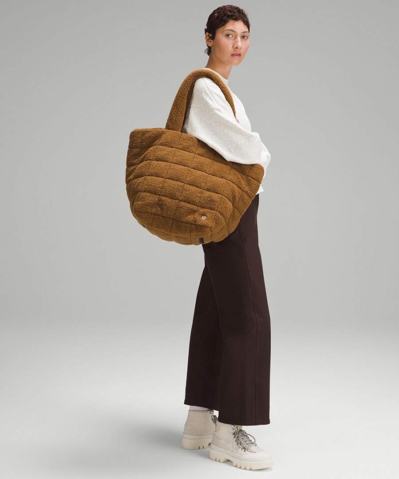 Tote Lululemon Acolchado Grid 26L Fleece Mujer Marrones Chile | 650VMDXNZ