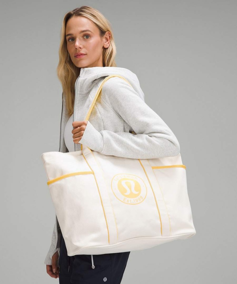 Tote Lululemon Daily Multi-Pocket Lona 20L Logo Mujer Beige Amarillo Chile | 687XORIBG