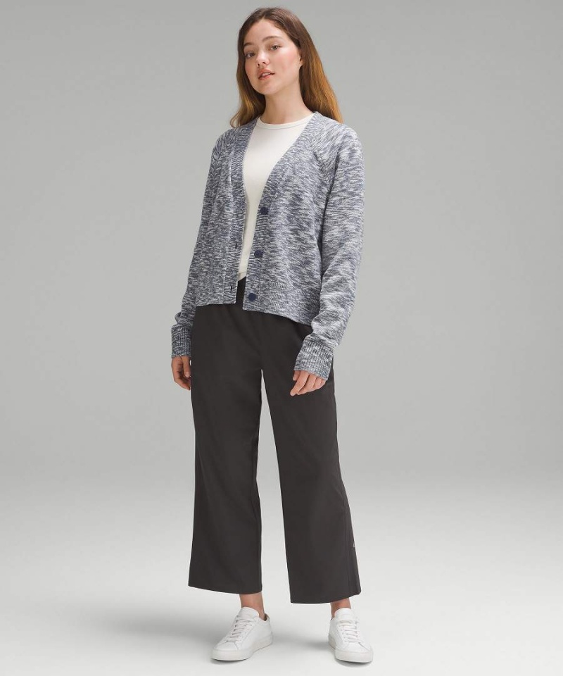 Truien Lululemon Boxy Algodon-Blend Cardigan Mujer Azul Marino Negras Azules Chile | 670KMCOGF