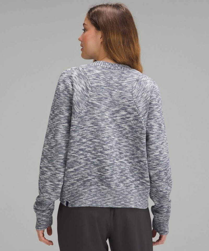 Truien Lululemon Boxy Algodon-Blend Cardigan Mujer Azul Marino Negras Azules Chile | 670KMCOGF