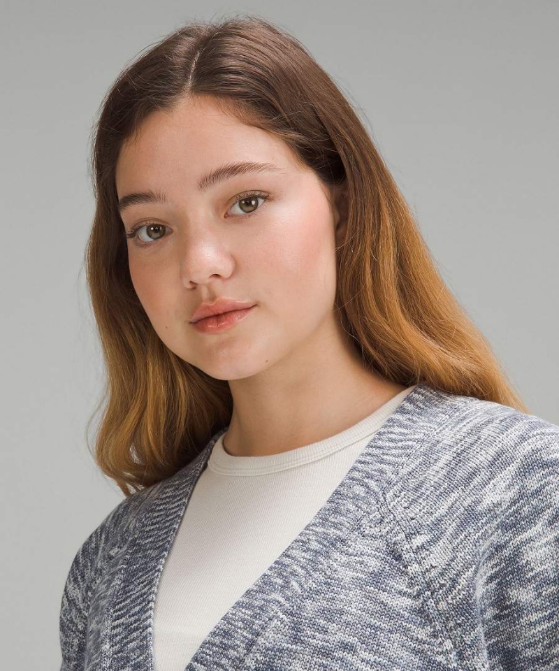 Truien Lululemon Boxy Algodon-Blend Cardigan Mujer Azul Marino Negras Azules Chile | 670KMCOGF